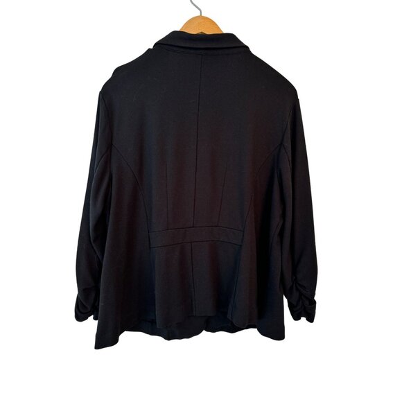 C est 1946 Blazer 18W Black Blended Fabric Single Breasted Ruched Sleeves - Picture 2 of 9